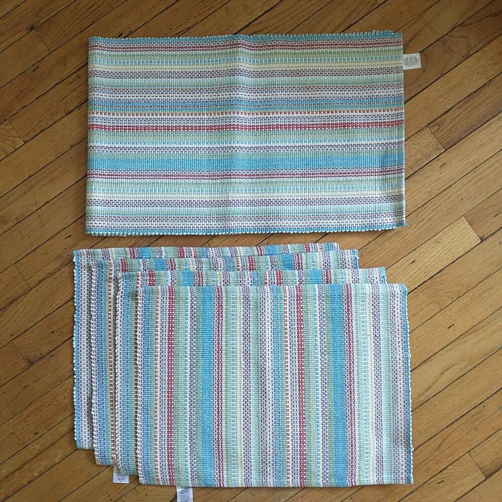 The Pioneer Woman Table Runner 4x Placemats Set Multicolor Rainbow Striped
